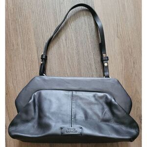 Vince Camuto Black Small Handbag Leather Clutch Style Magnetic Closure